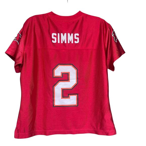 Tampa Bay Buccaneers Jersey Womens Medium Red NFL Football Simms #2 V Neck - Picture 2 of 8